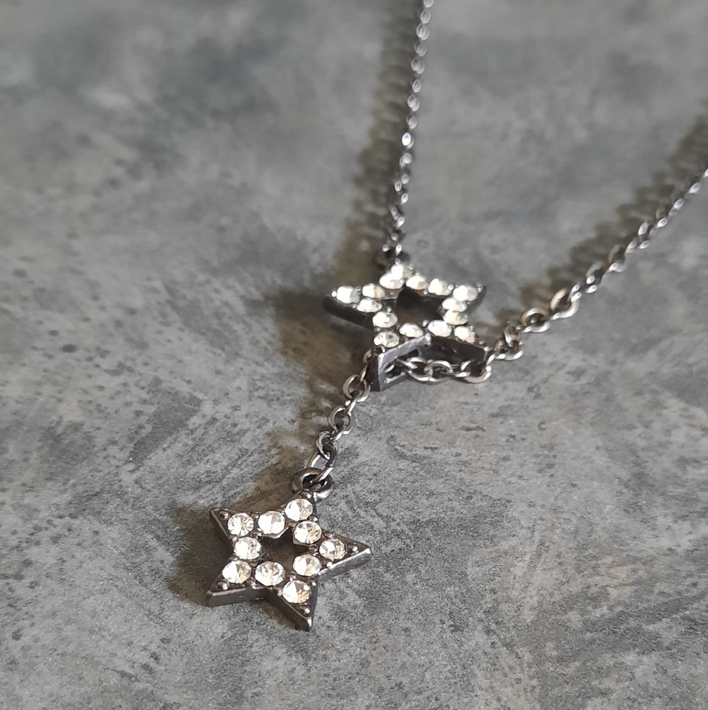 Crystal Star Lariat Black Necklace NWOT